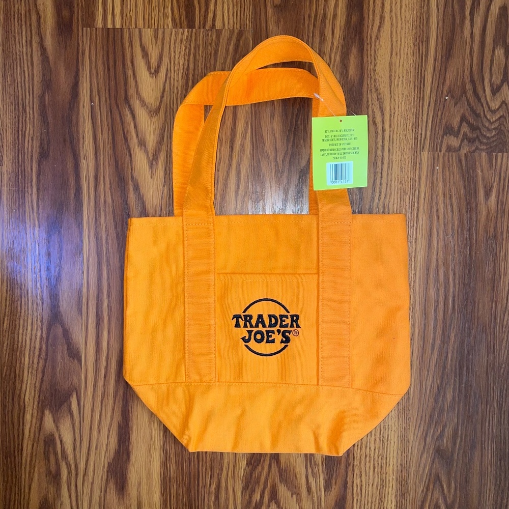 NWT Trader Joe’s Limited Edition Trick or Treat Mini Canvas Tote Bag - Orange - Picture 2 of 4